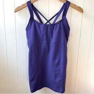 Adidas Women's Purple Criss Cross Workout Tank Top, Size Small.